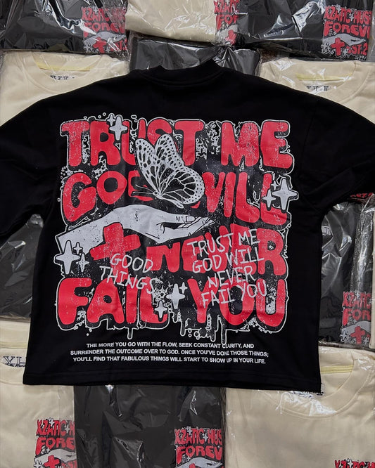 “TRUST IN GOD” oversized cropped tee